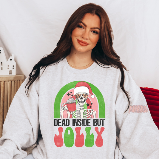 Dead Inside But Jolly Skeleton Christmas Tee – Funny Sarcastic Holiday Apparel