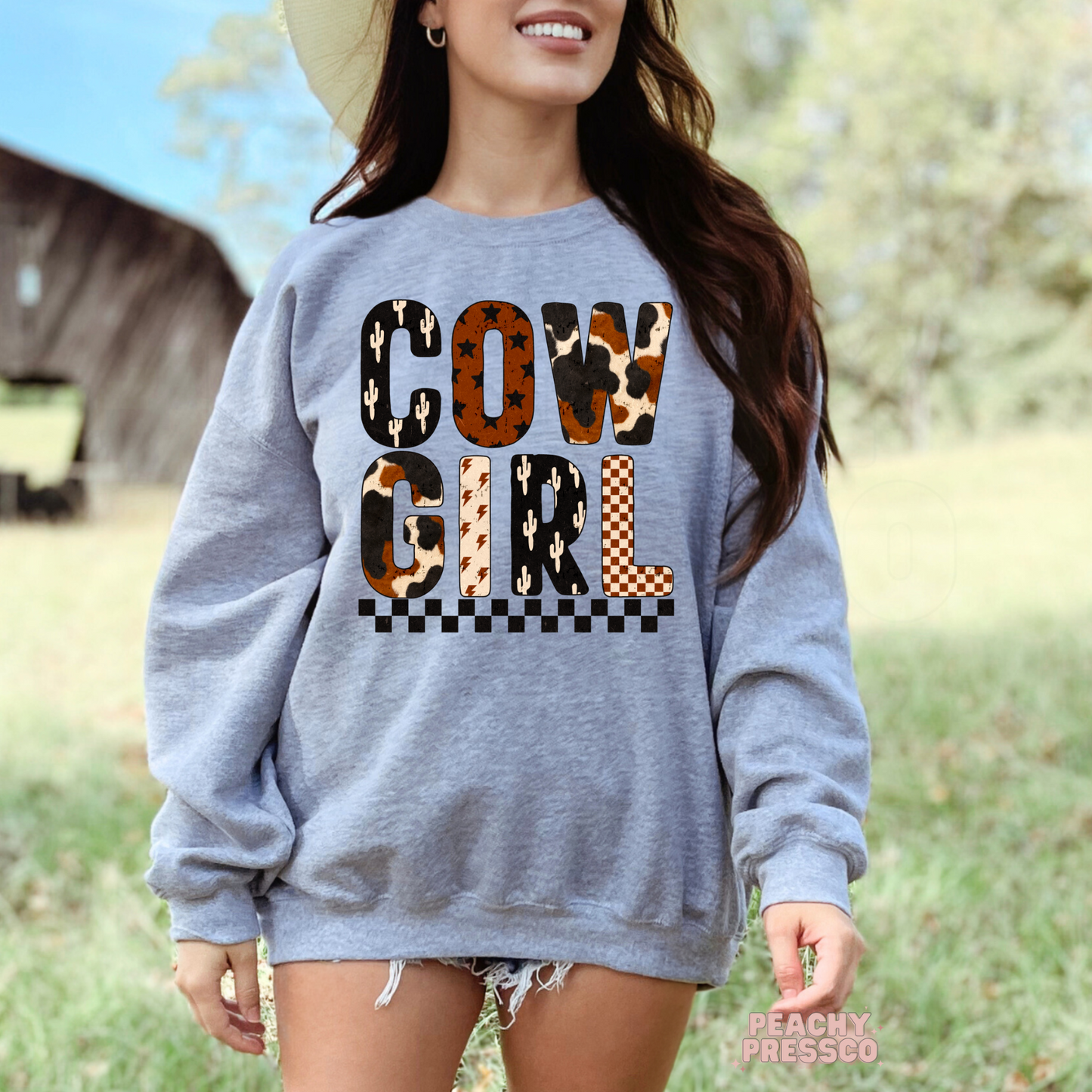 Bold Western COW GIRL Graphic Tee – Retro Rodeo Style Sweatshirt, Apparel