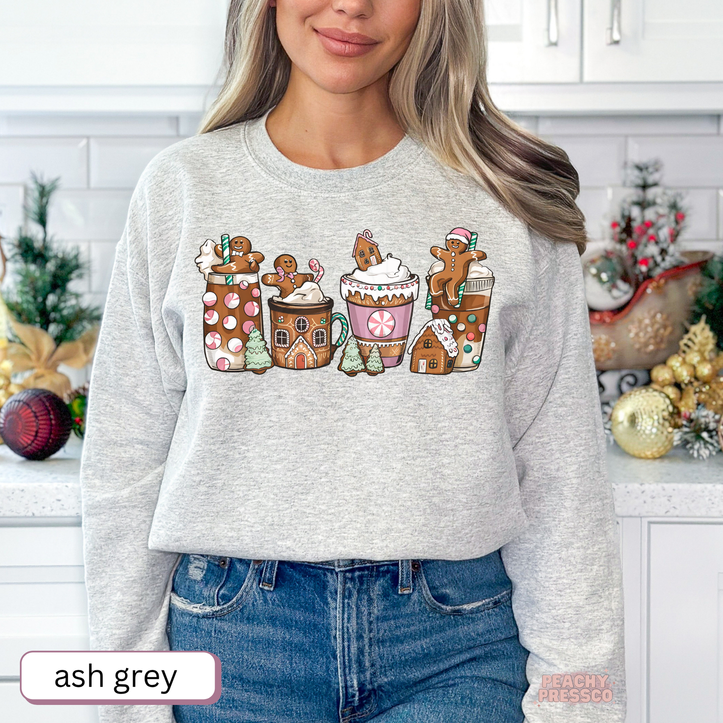 Gingerbread Cocoa Christmas Sweatshirt, Coffee Crewneck, Apparel