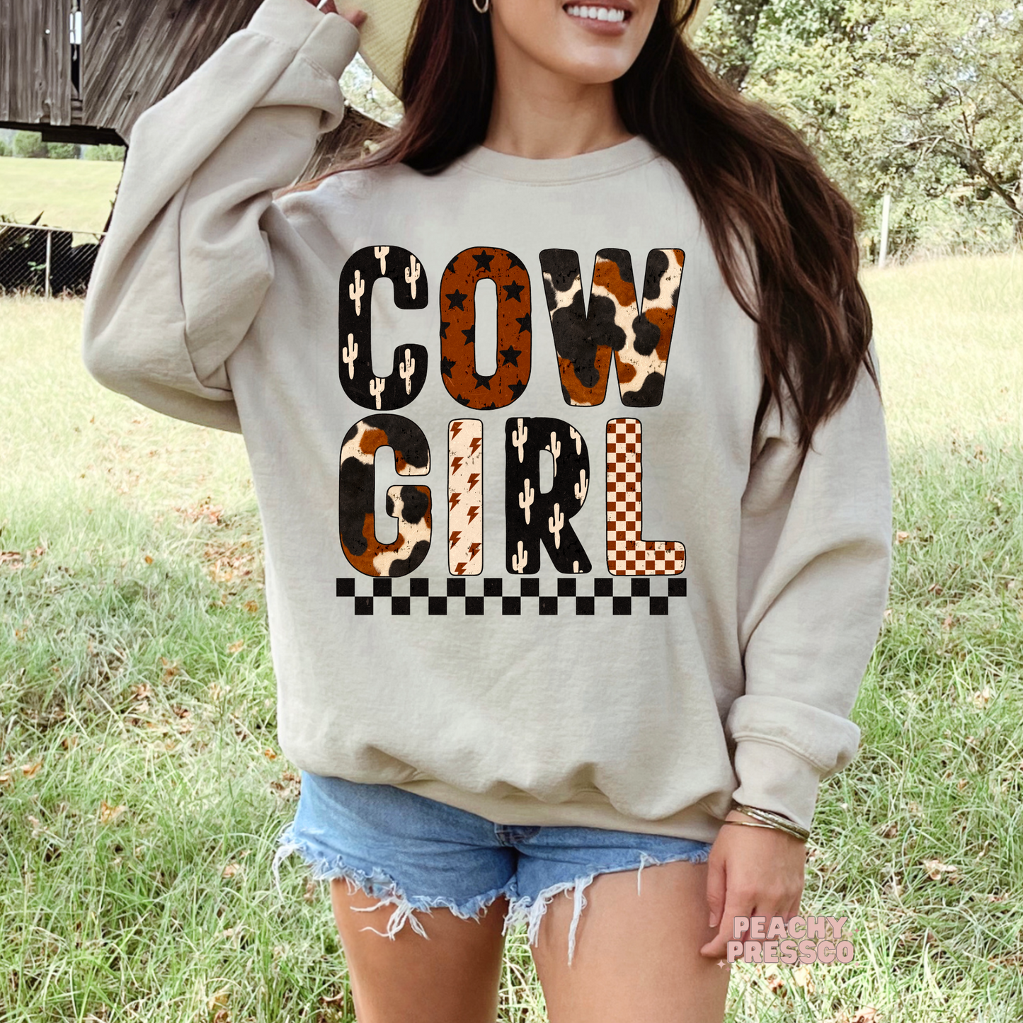 Bold Western COW GIRL Graphic Tee – Retro Rodeo Style Sweatshirt, Apparel