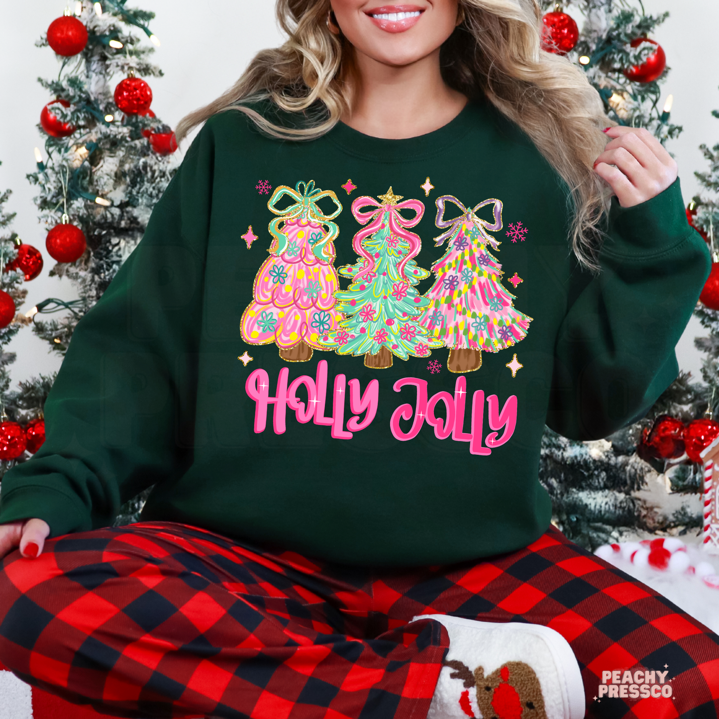 Holly Jolly Christmas Trees Sweatshirt, Christmas Apparel
