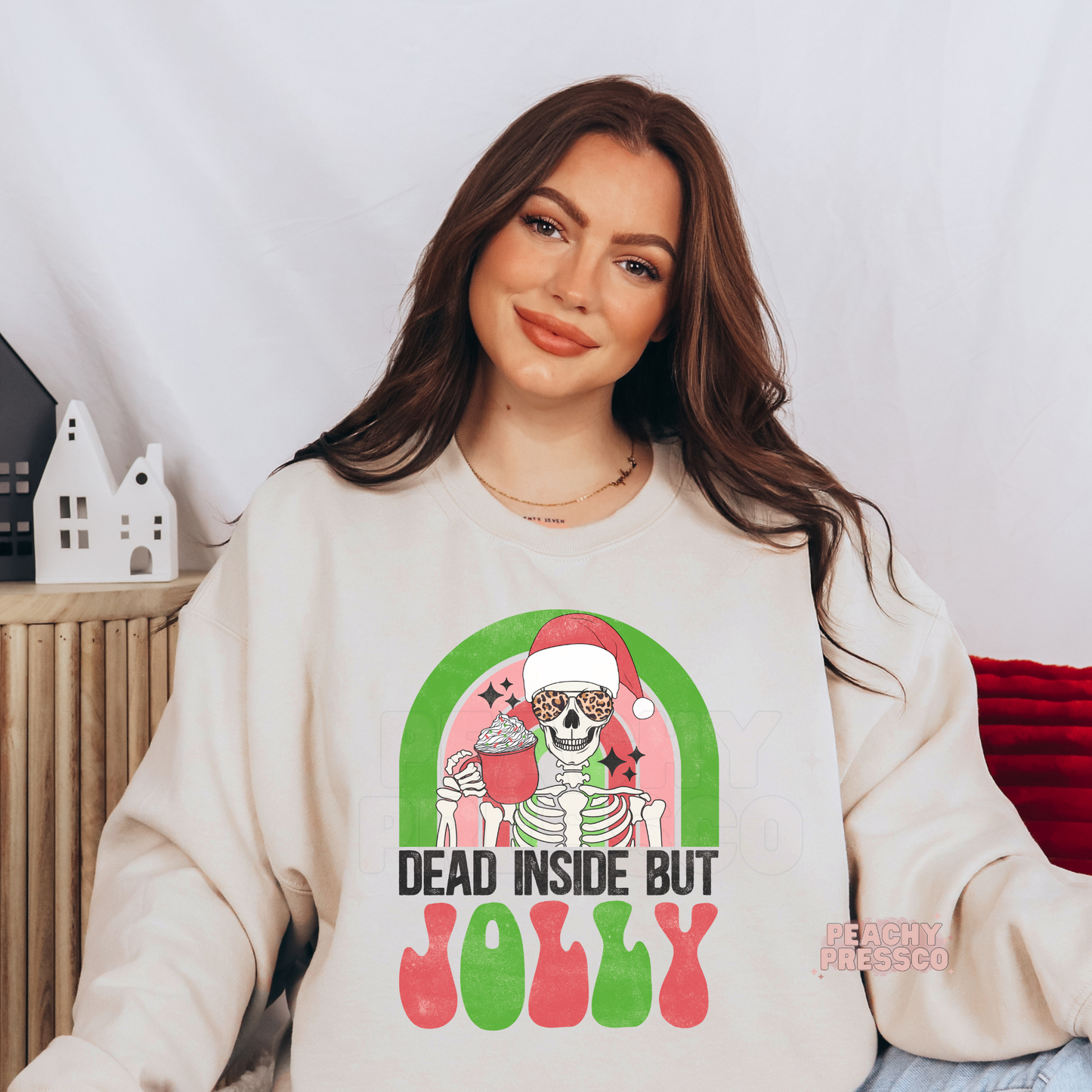 Dead Inside But Jolly Skeleton Christmas Tee – Funny Sarcastic Holiday Apparel
