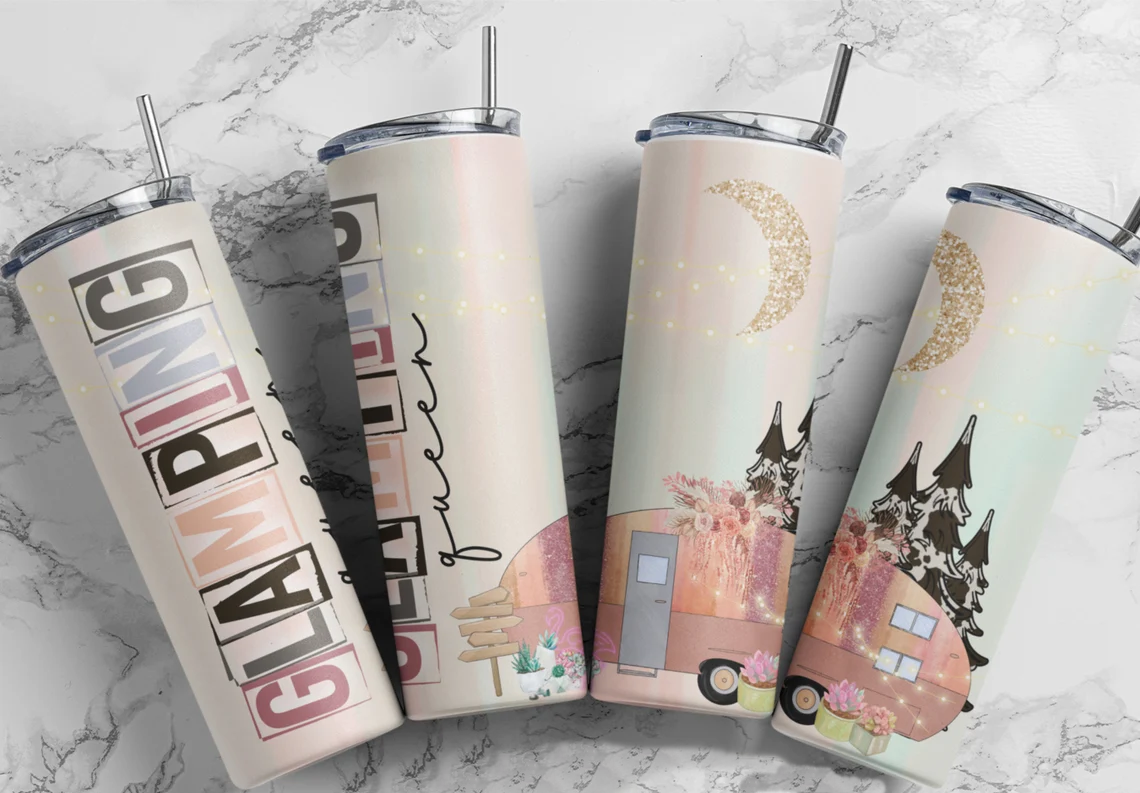 Glamping Queen Tumbler – Pastel Camper Cup