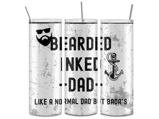 Bearded Inked Dad Tumbler – 20oz Badass Dad Gift