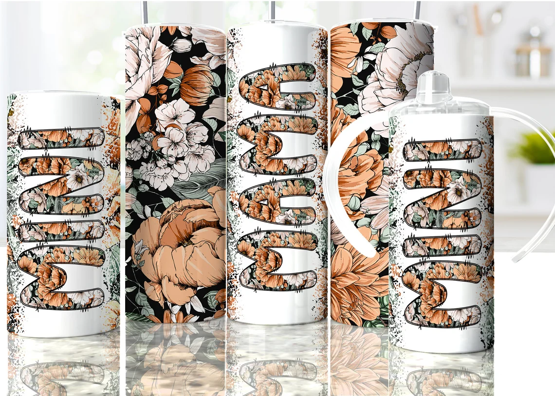 Mama & Mini Coral Floral Tumbler Set – Matching Drinkware for Mom & Child