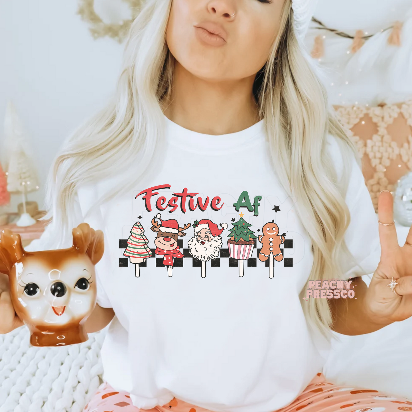 Festive AF Holiday Pops T-Shirt – Cute Christmas Character Design Apparel