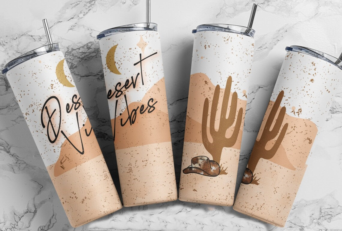 Desert Vibes Tumbler – Western Cactus Travel Drinkware