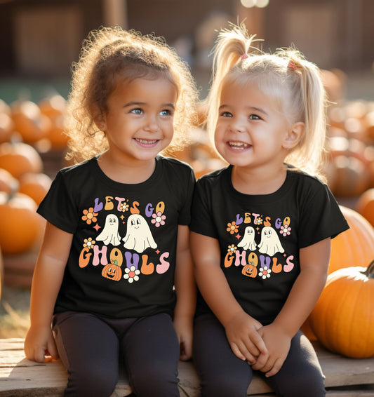 Let’s Go Ghouls Halloween Shirt – Cute Ghost Graphic, Kids Apparel