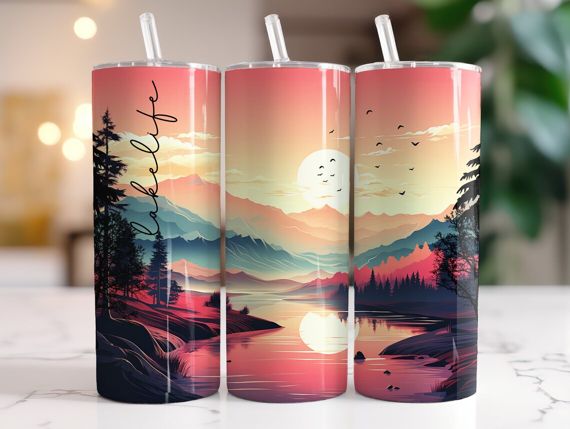 Lake Life Sunset, Scenic Nature Insulated Tumbler