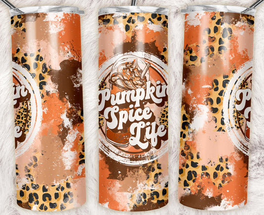 Pumpkin Spice Life Leopard Print Tumbler – Fall Coffee Design