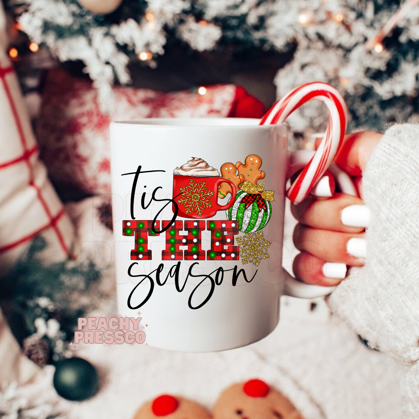 ‘Tis the Season Christmas Mug – Festive Hot Cocoa Holiday Cup