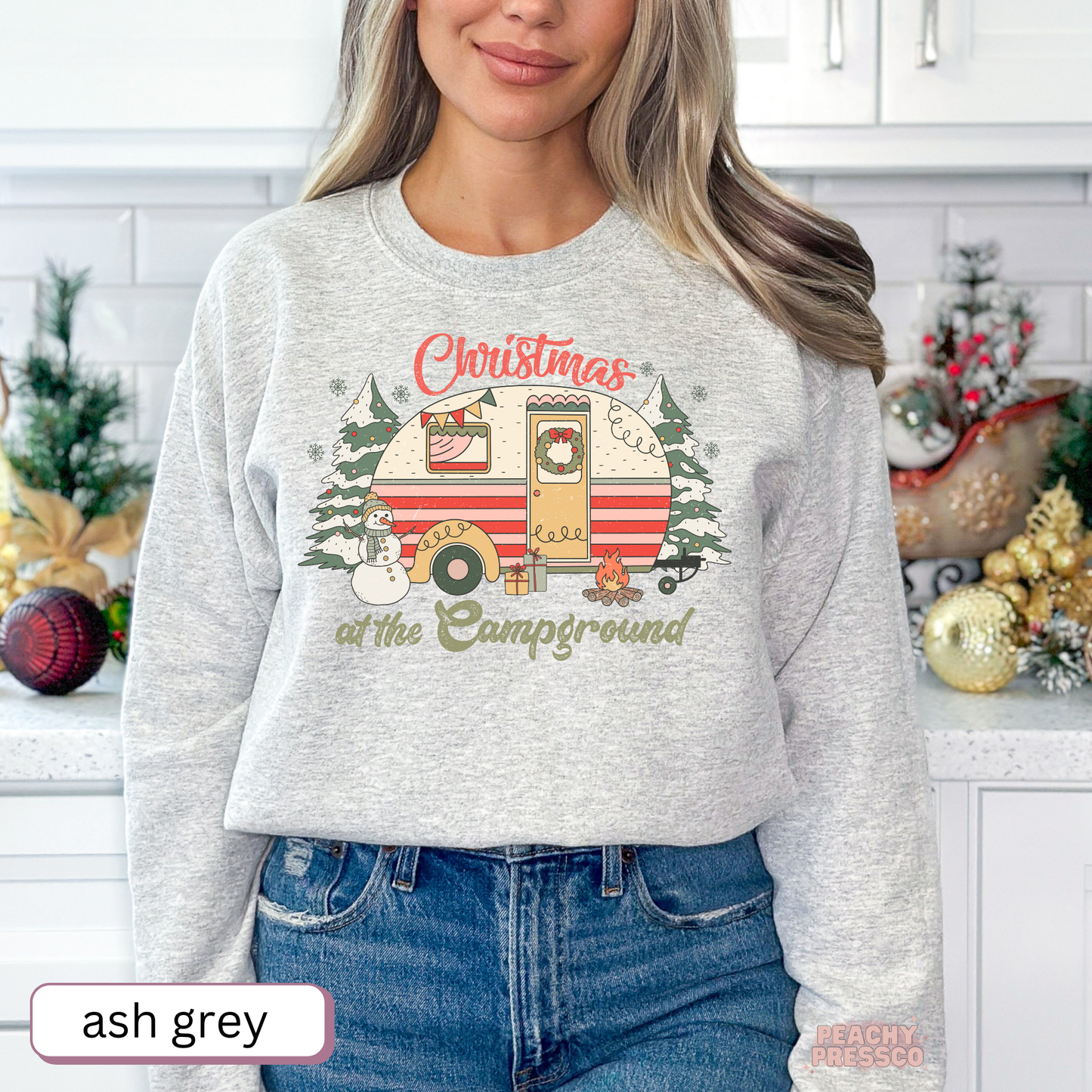 Christmas at the Campground Sweatshirt – Festive Camper Vibes, Apparel
