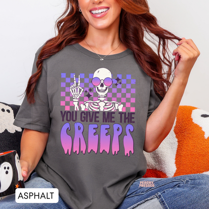 You Give Me The Creeps Shirt | Playful Skeleton, Halloween Apparel