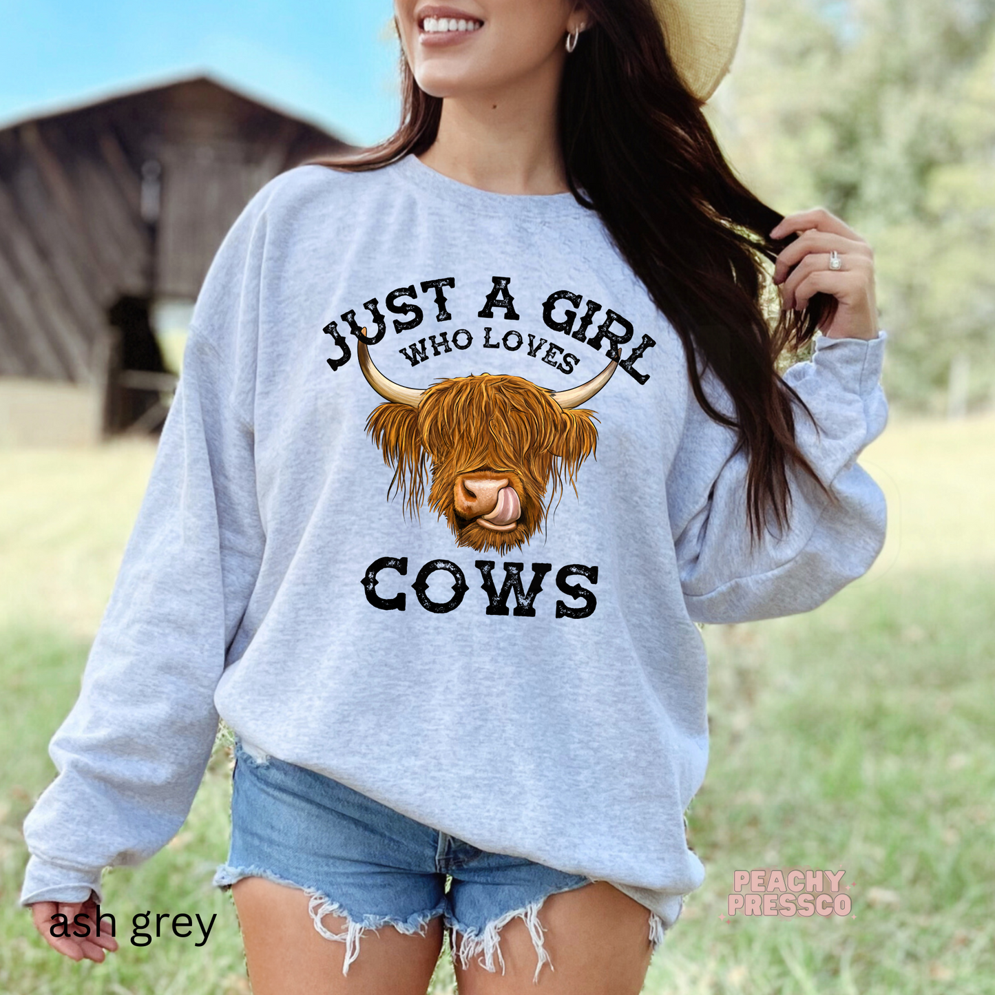 Just a Girl Who Loves Cows, Cozy Sweatshirt – Highland Cow Lover Gift Apparel