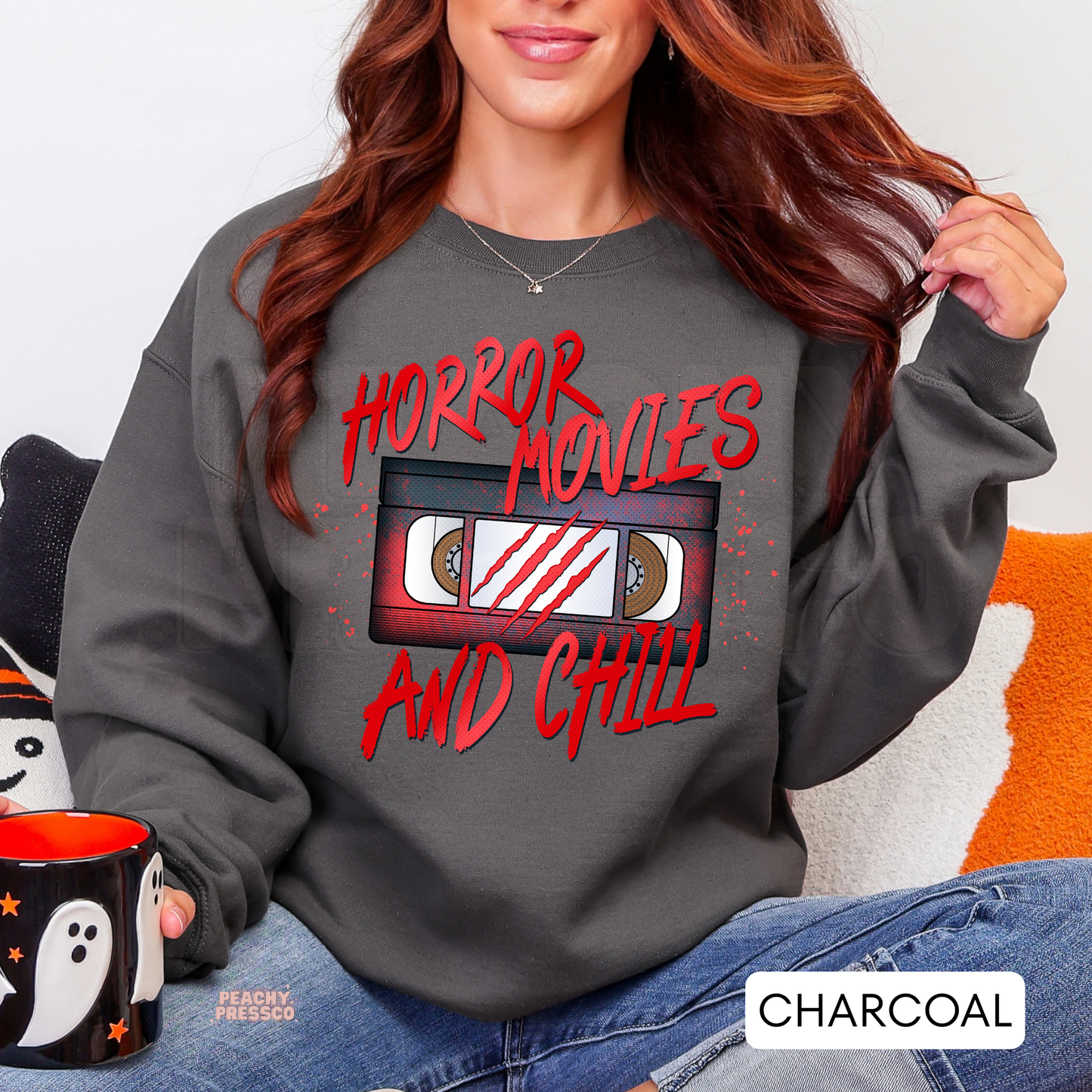Spooky Vibes, Horror Movies and Chill Sweatshirt | Retro VHS Horror Crewneck, Apparel
