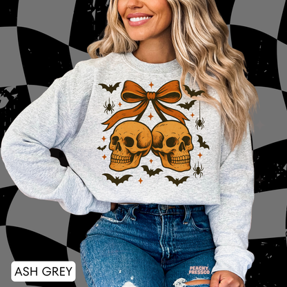 Cherry Skull Shirt, Gothic Crewneck | Cute Spooky Halloween Apparel