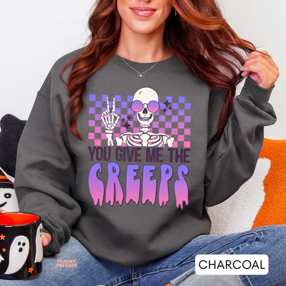You Give Me The Creeps Shirt | Playful Skeleton, Halloween Apparel
