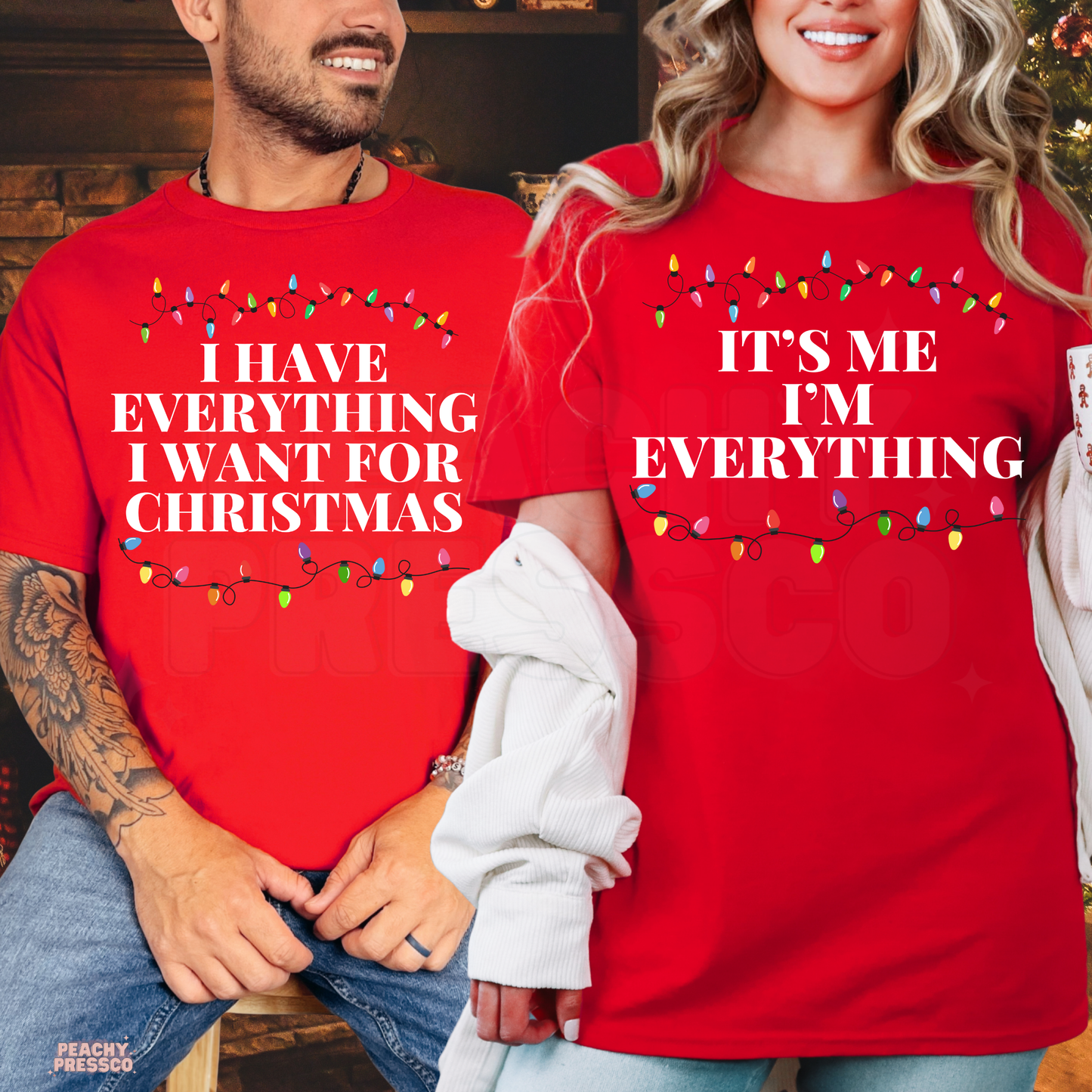 Christmas Lights Couple Shirts – Funny Matching Holiday Apparel