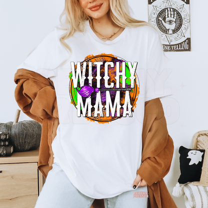 Witchy Mama Halloween Sweatshirt – Purple & Leopard Print Crewneck, Apparel
