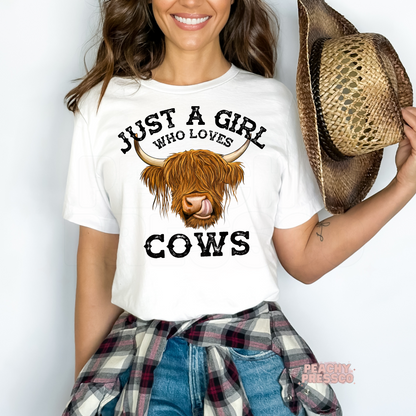 Just a Girl Who Loves Cows, Cozy Sweatshirt – Highland Cow Lover Gift Apparel