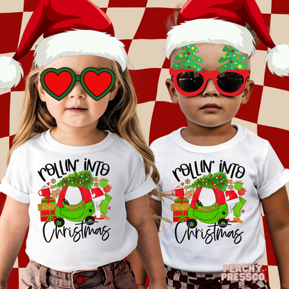 Rollin Into Christmas Kids Shirt – Cute Holiday Apparel