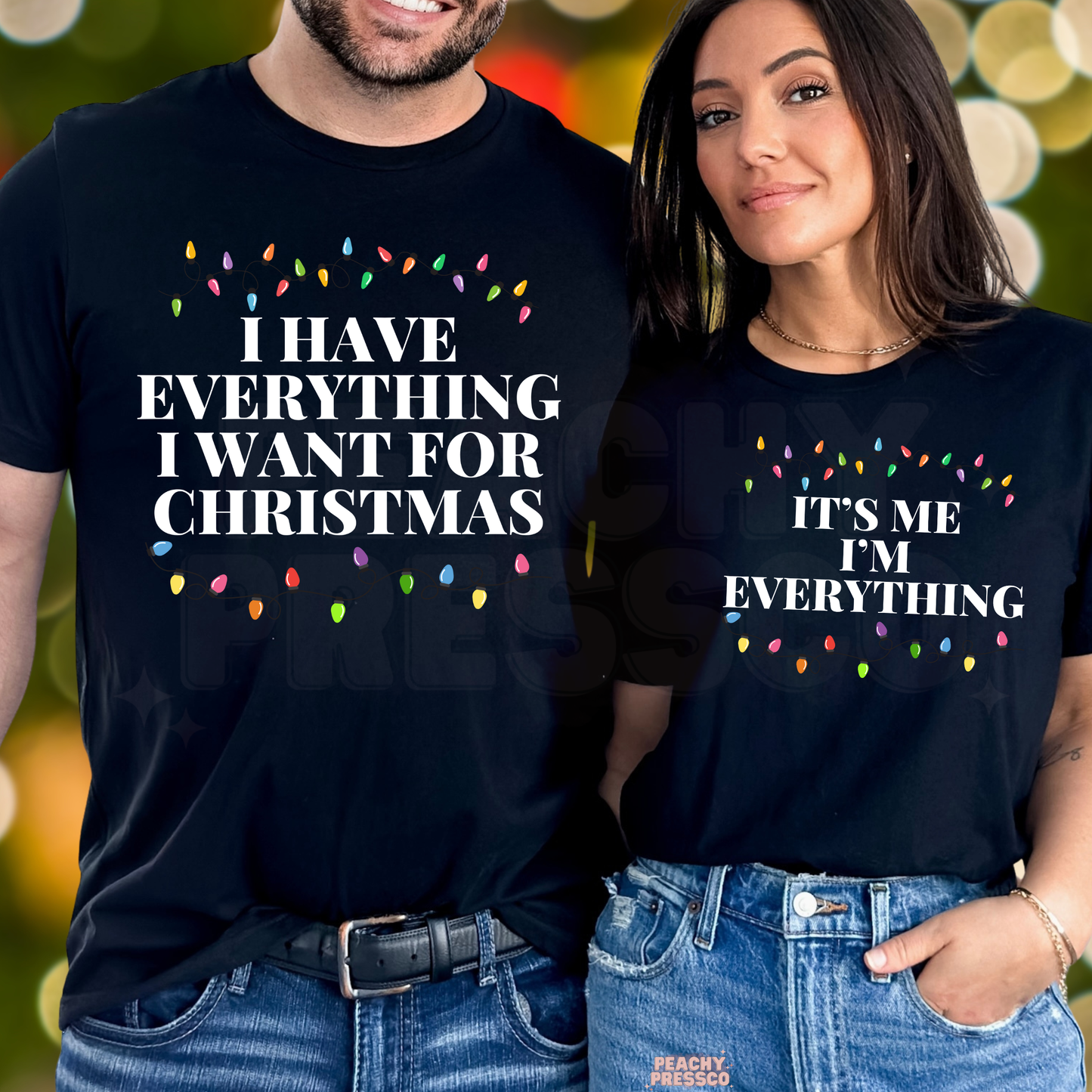 Christmas Lights Couple Shirts – Funny Matching Holiday Apparel