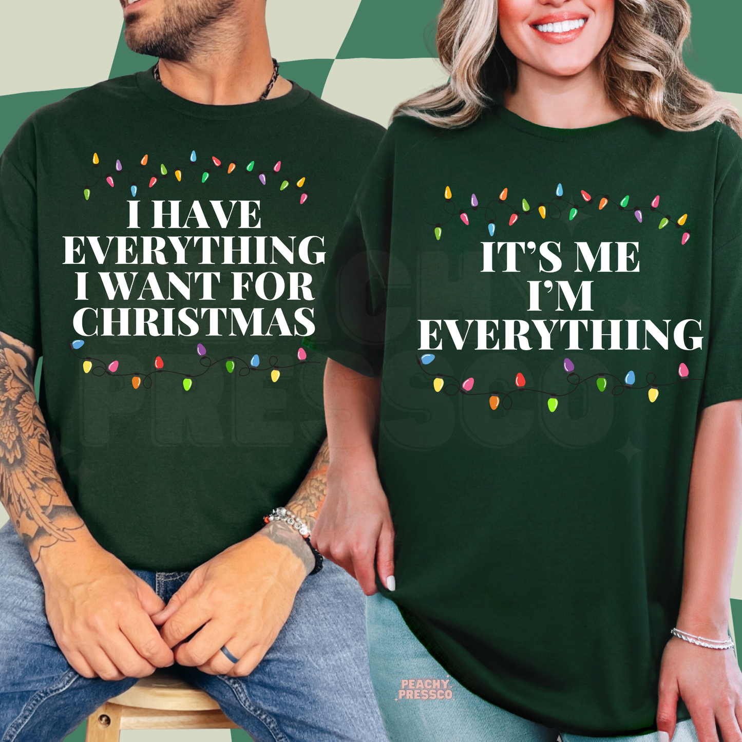 Christmas Lights Couple Shirts – Funny Matching Holiday Apparel