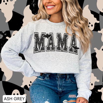 Spiderweb MAMA Halloween Sweatshirt | Black Bat Crewneck for Moms | Cozy Pullover, Apparel