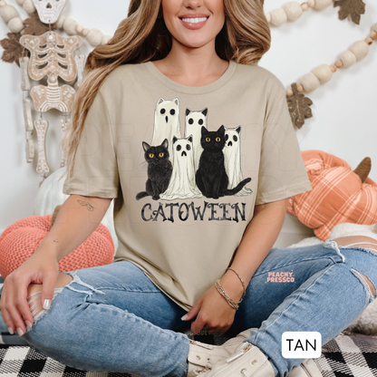 Catoween Halloween Shirt – Cute Black Cat Ghost Tee for Cat Lovers & Spooky Season, Apparel