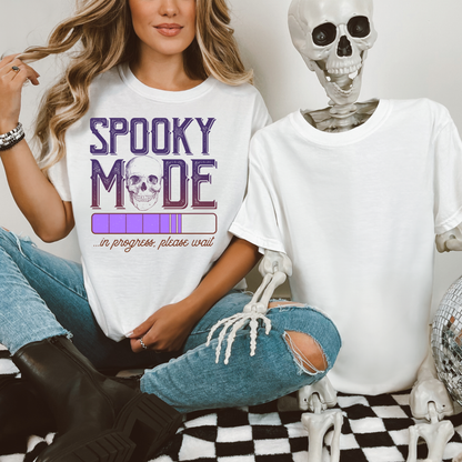 Spooky Mode Loading Shirt | Funny Skull Halloween Crewneck, Apparel