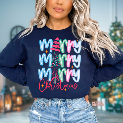Merry Merry Christmas Shirt | Cute Pastel Retro Holiday, Apparel