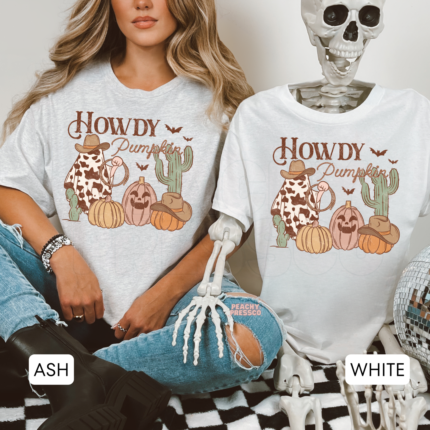 Howdy Pumpkin Cowgirl Halloween Shirt – Ghost, Pumpkin & Cactus Western, Country Apparel