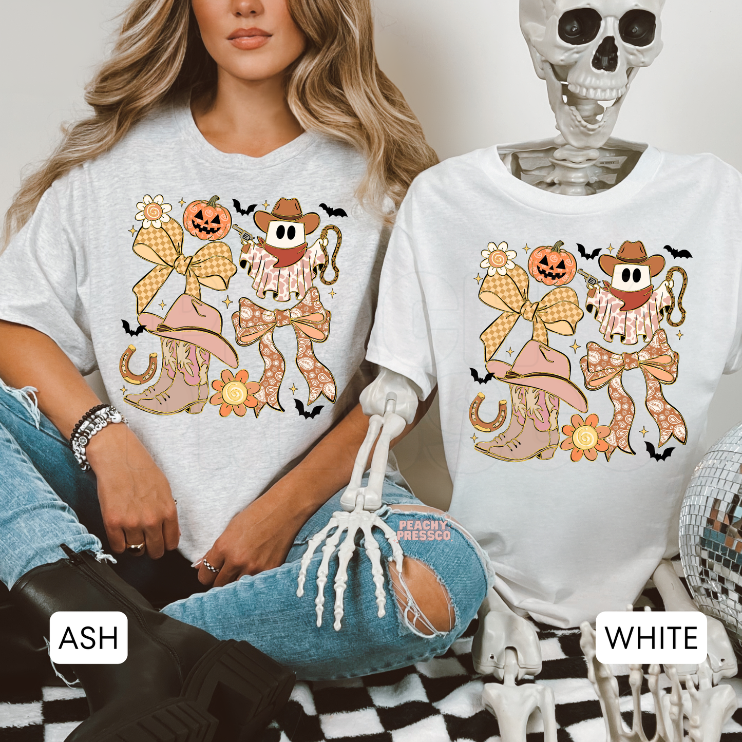 Western Cowgirl Halloween Shirt – Ghost, Pumpkin, and Bow Sweatshirt – Country Crewneck, Apparel