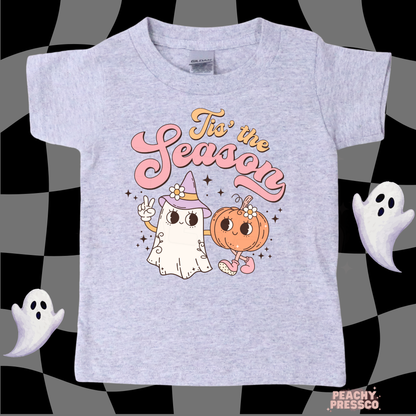 Tis’ the Season Cute Ghost & Pumpkin Sweatshirt | Adorable Halloween Kids Apparel