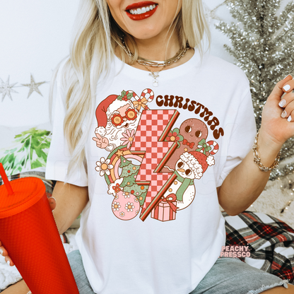 Retro Lightning Christmas Shirt – Funky Festive Apparel with Santa & Gingerbread