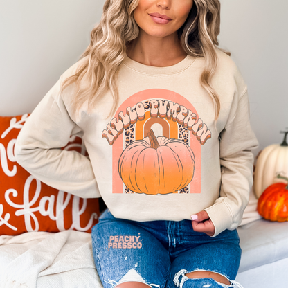 Hello Pumpkin Sweatshirt – Fall Leopard Print Letter Apparel