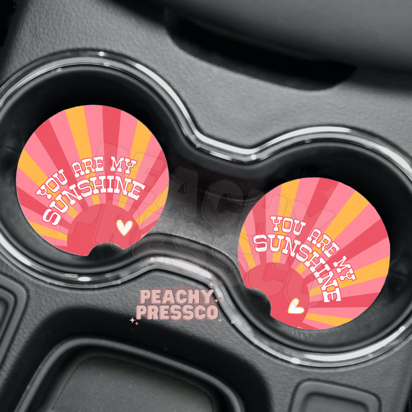 You Are My Sunshine Car Coaster – Bright and Cheerful Set