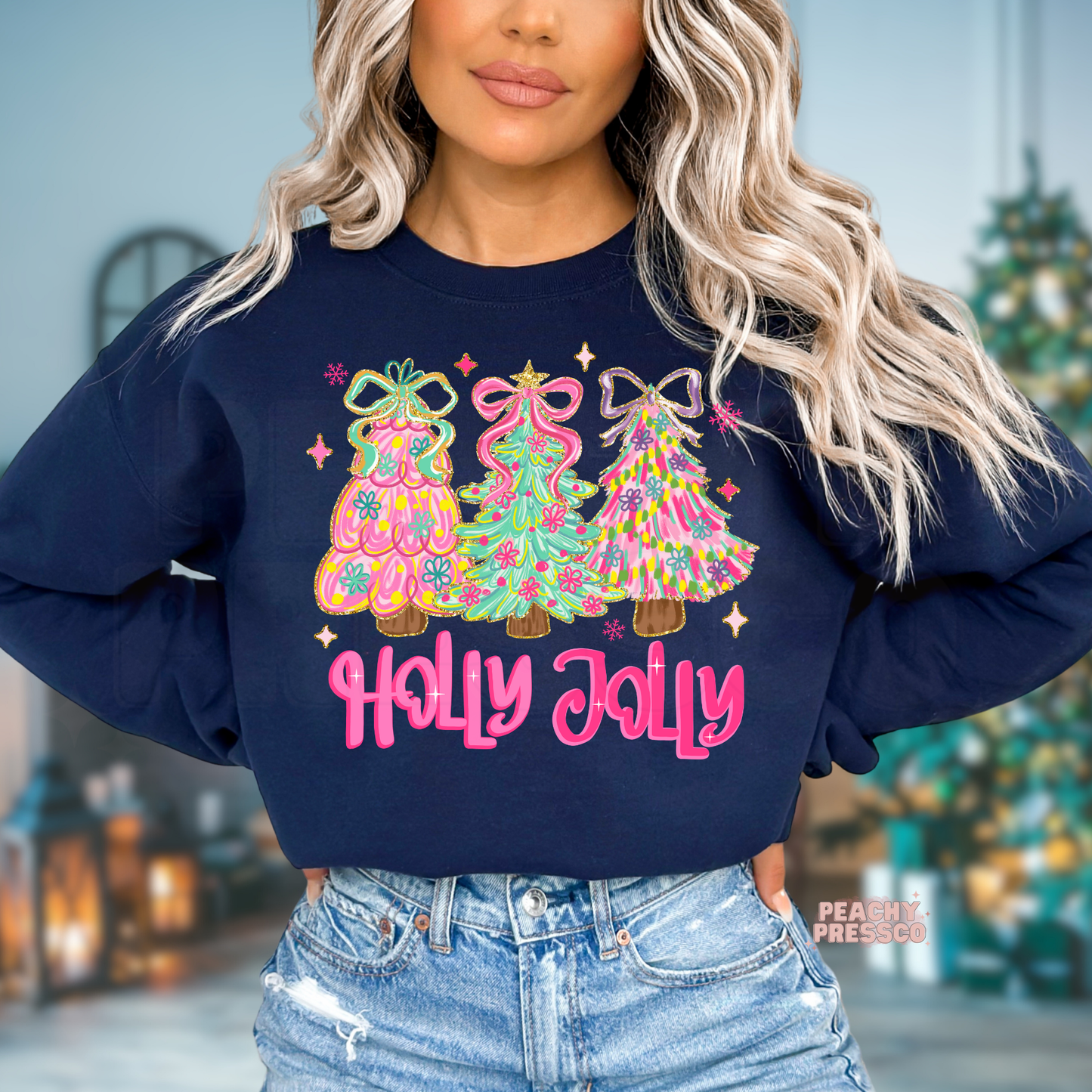 Holly Jolly Christmas Trees Sweatshirt, Christmas Apparel
