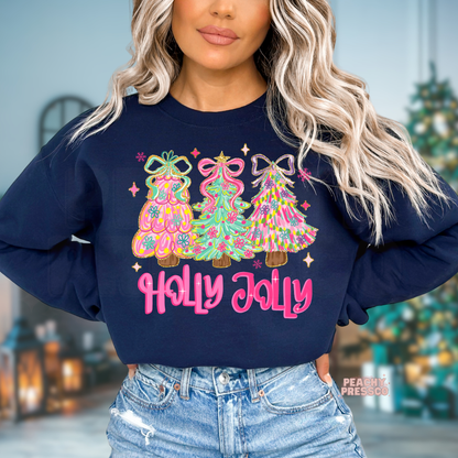 Holly Jolly Christmas Trees Sweatshirt, Christmas Apparel
