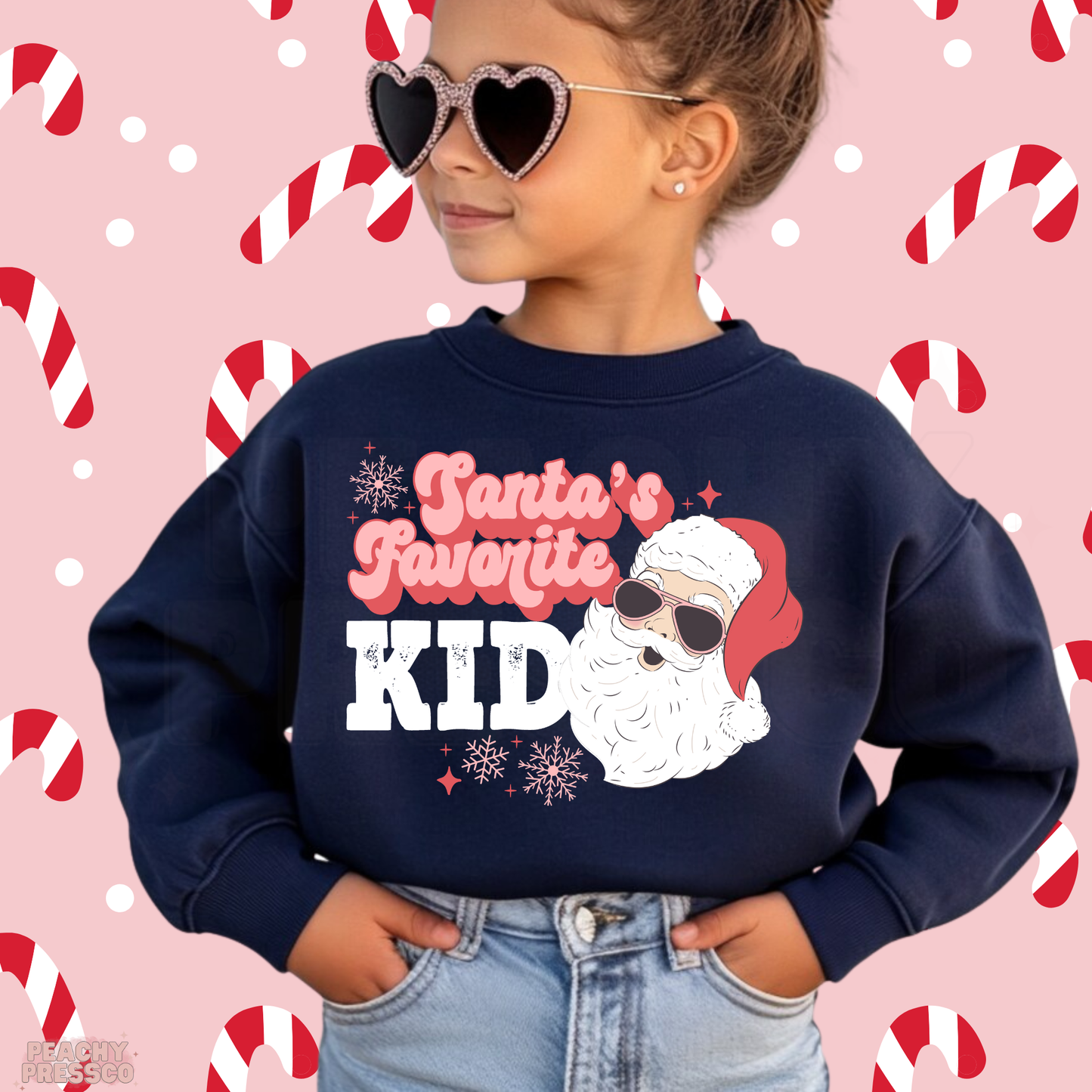 Santa’s Favorite Kid (Pink) Christmas Sweatshirt – Cute Holiday Apparel