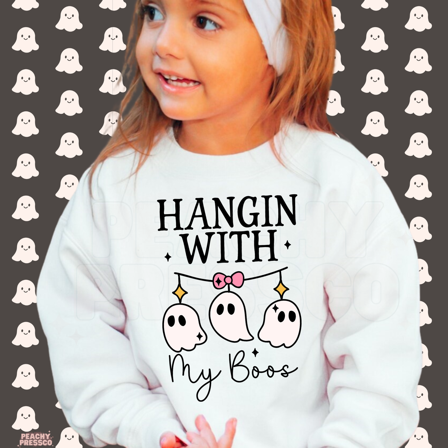Hangin With My Boos Cute Ghost Halloween Sweatshirt, Kids Apparel