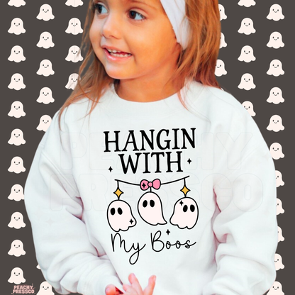 Hangin With My Boos Cute Ghost Halloween Sweatshirt, Kids Apparel