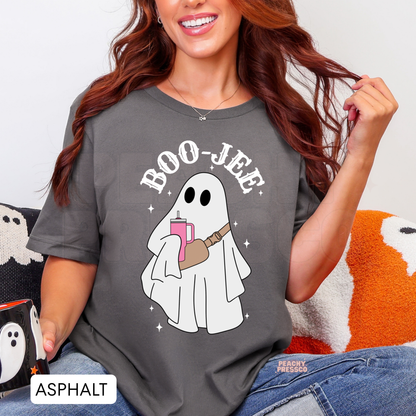 BOO JEE Ghost Halloween Shirt | Funny Boujee Ghost Graphic Tee for Women, Apparel