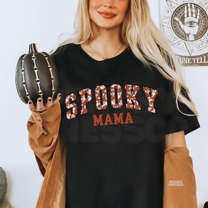 Spooky Mama Halloween Shirt – Cute Ghost Print for Moms | Retro Spooky Season, Apparel