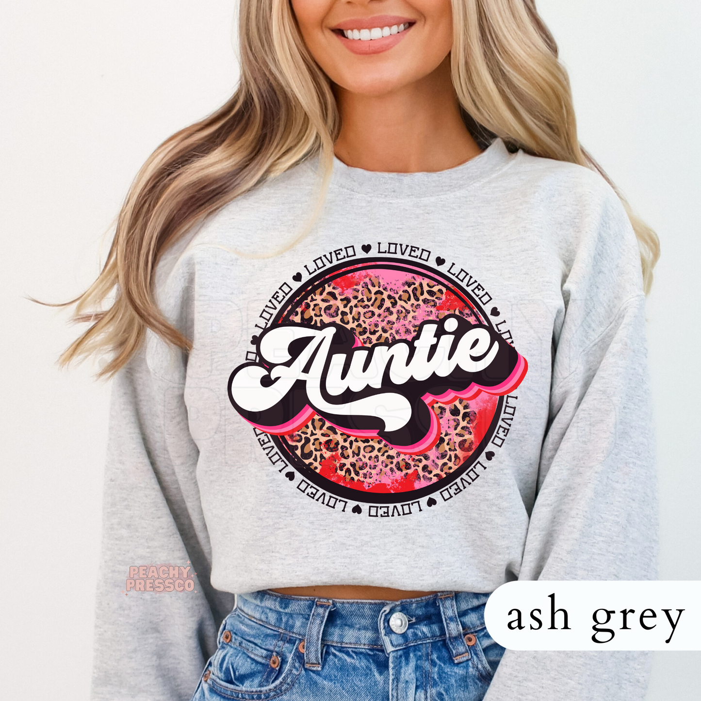 Auntie Leopard Print Graphic Tee – Loved Auntie Gift Apparel