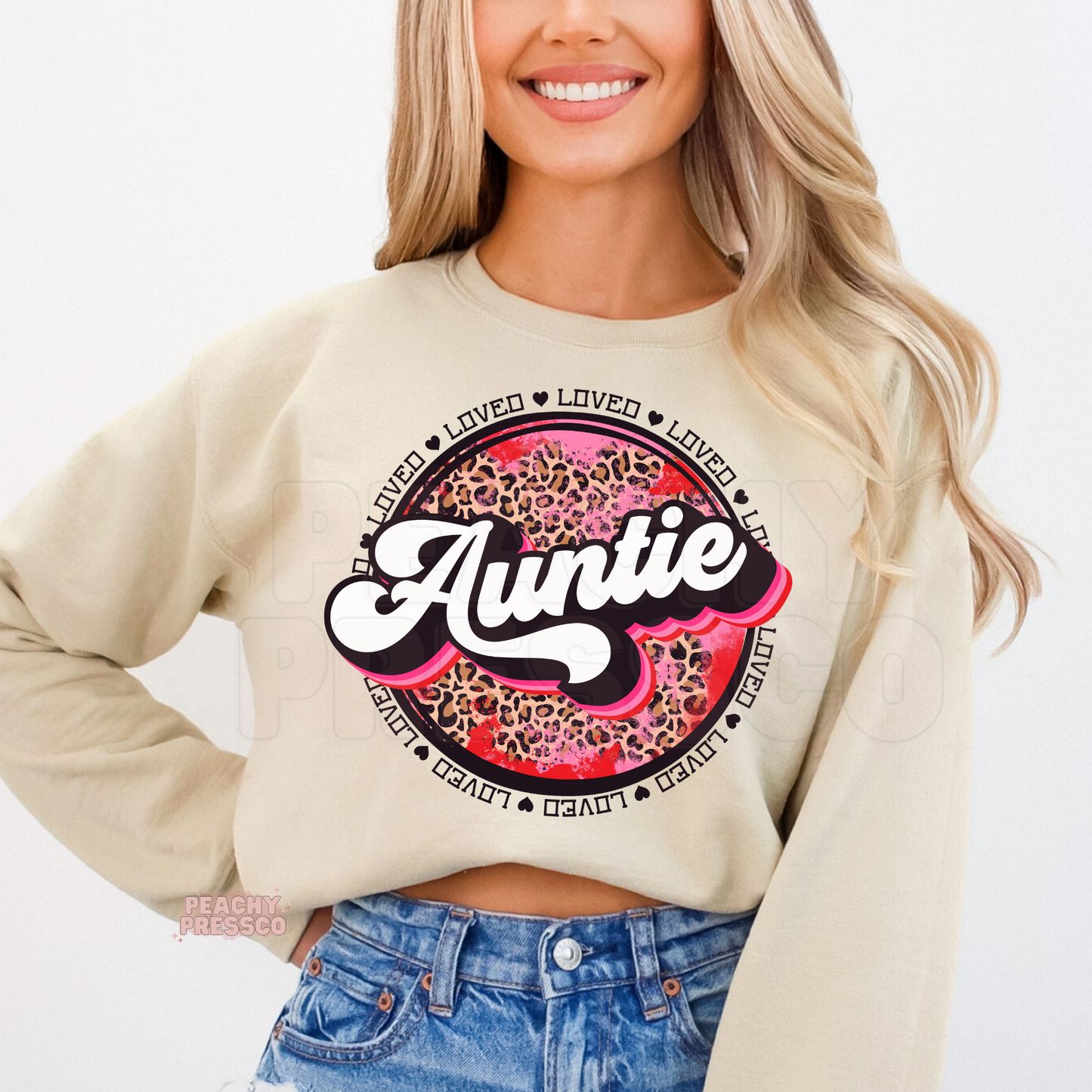 Auntie Leopard Print Graphic Tee – Loved Auntie Gift Apparel