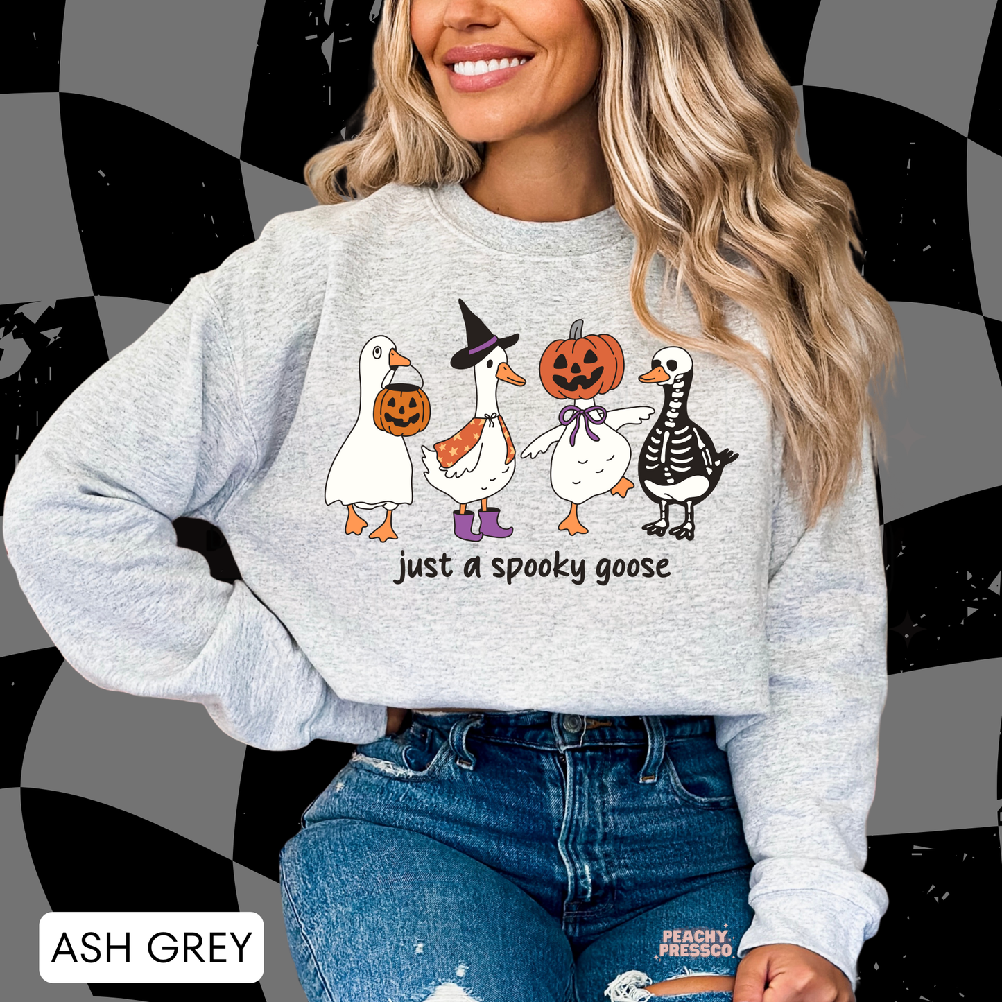 Just a Spooky Goose Sweatshirt | Cute Halloween Crewneck, Apparel