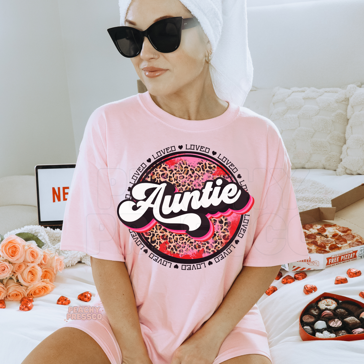 Auntie Leopard Print Graphic Tee – Loved Auntie Gift Apparel