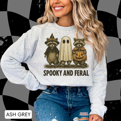 Spooky and Feral Raccoon Halloween Shirt | Cute Retro Graphic Tee, Apparel
