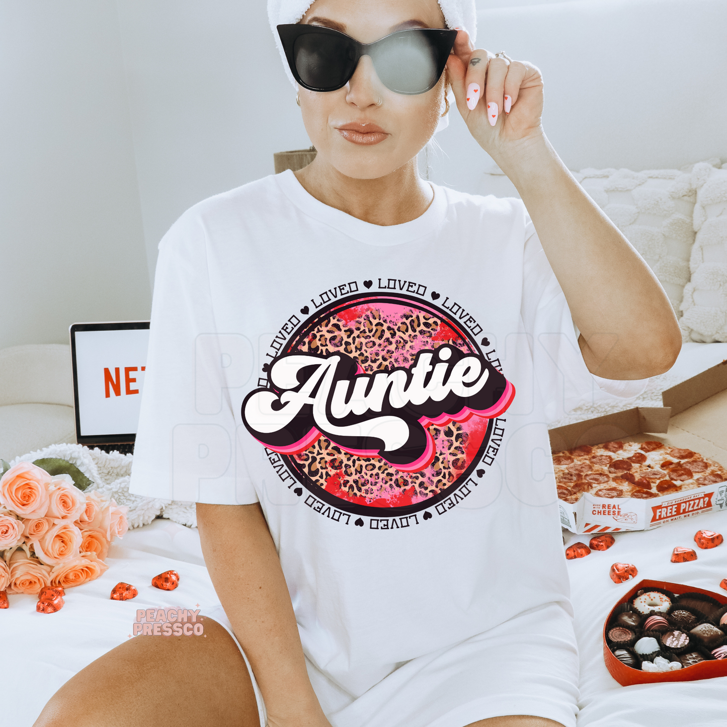 Auntie Leopard Print Graphic Tee – Loved Auntie Gift Apparel